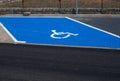 Freshly repainted handicap parking space in a parking lot Royalty Free Stock Photo