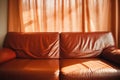 freshly restored leather couch in natural light for detail visibility Royalty Free Stock Photo