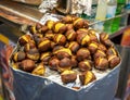 Freshly roasted chestnuts vendor cart in New York Royalty Free Stock Photo