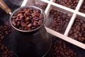 Freshly roasted coffee beans in a cezve Royalty Free Stock Photo