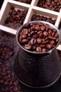 Freshly roasted coffee beans in a cezve Royalty Free Stock Photo