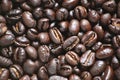 freshly roasted coffee beans extreme close up macro (tanzanian peaberry with chaff) dark roast Royalty Free Stock Photo