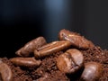 Freshly roasted coffee beans. Macro photos