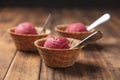 Freshly Scooped Sorbet in Waffle Cups Royalty Free Stock Photo