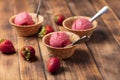 Freshly Scooped Sorbet in Waffle Cups Royalty Free Stock Photo