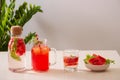 Freshly served watermelon mojito cocktails