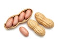 Freshly shelled peanuts with their outer pods displayed on a clean background Royalty Free Stock Photo