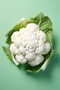 Freshly Sliced Cauliflower on Vibrant Green Background AI Generated