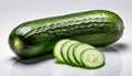 Freshly sliced cucumber on a white background Royalty Free Stock Photo