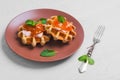 Freshly soft thick Belgian waffles Royalty Free Stock Photo