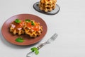 Freshly soft thick Belgian waffles Royalty Free Stock Photo