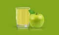 Fresh apple juice in a glass, green apple