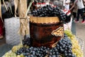 Freshly squeezed grape juice during food and wine festival