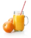 Freshly squeezed orange juice in glass mason jar