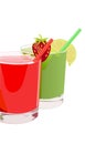 Freshly squeezed strawberry and kiwi juice in glasses Royalty Free Stock Photo