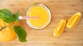 Freshly squizzed orange juice in a jar. close up Royalty Free Stock Photo