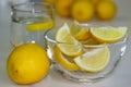 Freshly sun drenched lemons, on background Bokeh.