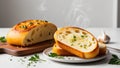 Freshly toasted garlic bread, aromatic and ready to serve with meals Royalty Free Stock Photo