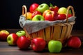 freshly washed apples in a colorful basket