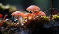 Freshness of autumn, a close up of a slimy, spotted toadstool generated by AI