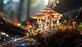 Freshness of autumn close up of slimy toadstool on forest leaf generated by AI Royalty Free Stock Photo
