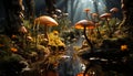 Freshness of autumn forest, a close up of slimy orange toadstool generated by AI Royalty Free Stock Photo