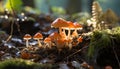 Freshness of autumn forest growth edible mushroom, green beauty generated by AI