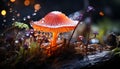 Freshness of autumn growth in uncultivated forest, close up of toadstool generated by AI Royalty Free Stock Photo