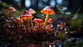 Freshness of autumn growth in uncultivated forest, close up of toadstool generated by AI Royalty Free Stock Photo