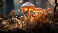 Freshness of autumn, a small toadstool grows in uncultivated forest generated by AI Royalty Free Stock Photo