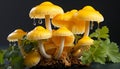 Freshness of autumn yellow leaf, edible mushroom, green grass generated by AI