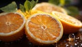 Freshness of citrus fruit, nature healthy eating, ripe, juicy, vibrant generated by AI