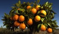 Freshness of citrus fruit in nature, vibrant orange tree in orchard generated by AI Royalty Free Stock Photo