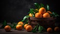 Freshness of citrus fruit in a rustic wooden basket, nature delight generated by AI