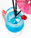 freshness cocktail with ice in glass with drinking straw Royalty Free Stock Photo