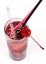 Freshness cocktail with ice in glass with drinking straw Royalty Free Stock Photo