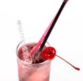 Freshness cocktail with ice in glass with drinking straw Royalty Free Stock Photo