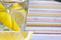 Freshness concept, homemade lemonade Summer detox drink with lemon in glass jars. Fresh water, refreshment drink Royalty Free Stock Photo