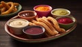 Freshness and crunchiness of French fries in a wooden bowl generated by AI