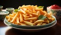 Freshness and crunchiness of gourmet French fries on a plate generated by AI