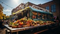 Freshness and cultures blend in city streets, selling gourmet meals generated by AI