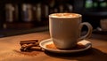 Freshness in a cup, coffee aroma fills the rustic wood generated by AI Royalty Free Stock Photo