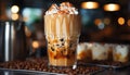 Freshness in a cup coffee, chocolate, milk, whipped cream generated by AI Royalty Free Stock Photo