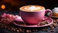 Freshness in a cup hot cappuccino, frothy milk, aromatic coffee generated by AI Royalty Free Stock Photo