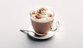 Freshness in a cup hot cappuccino, whipped cream, chocolate delight generated by AI Royalty Free Stock Photo