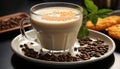 Freshness in a cup, hot cappuccino on wooden table generated by AI Royalty Free Stock Photo