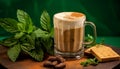 Freshness in a cup hot chocolate, coffee, milk, foam, sweetness generated by AI Royalty Free Stock Photo