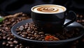 Freshness in a cup, hot coffee, frothy milk, aromatic addiction generated by AI