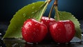 Freshness drops close up, wet nature, ripe healthy eating, organic gourmet generated by AI