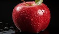 Freshness drops on wet apple, nature healthy, organic, juicy snack generative AI